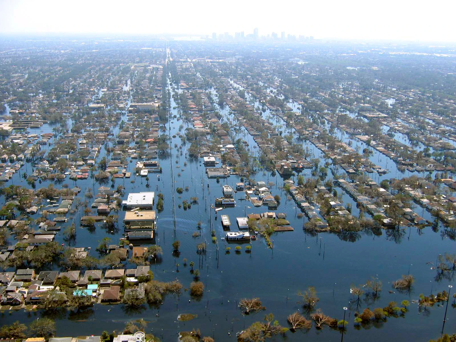 Aerial views of damage caused from Hurricane Katrina the day after the hurricane hit August 30, 2005.